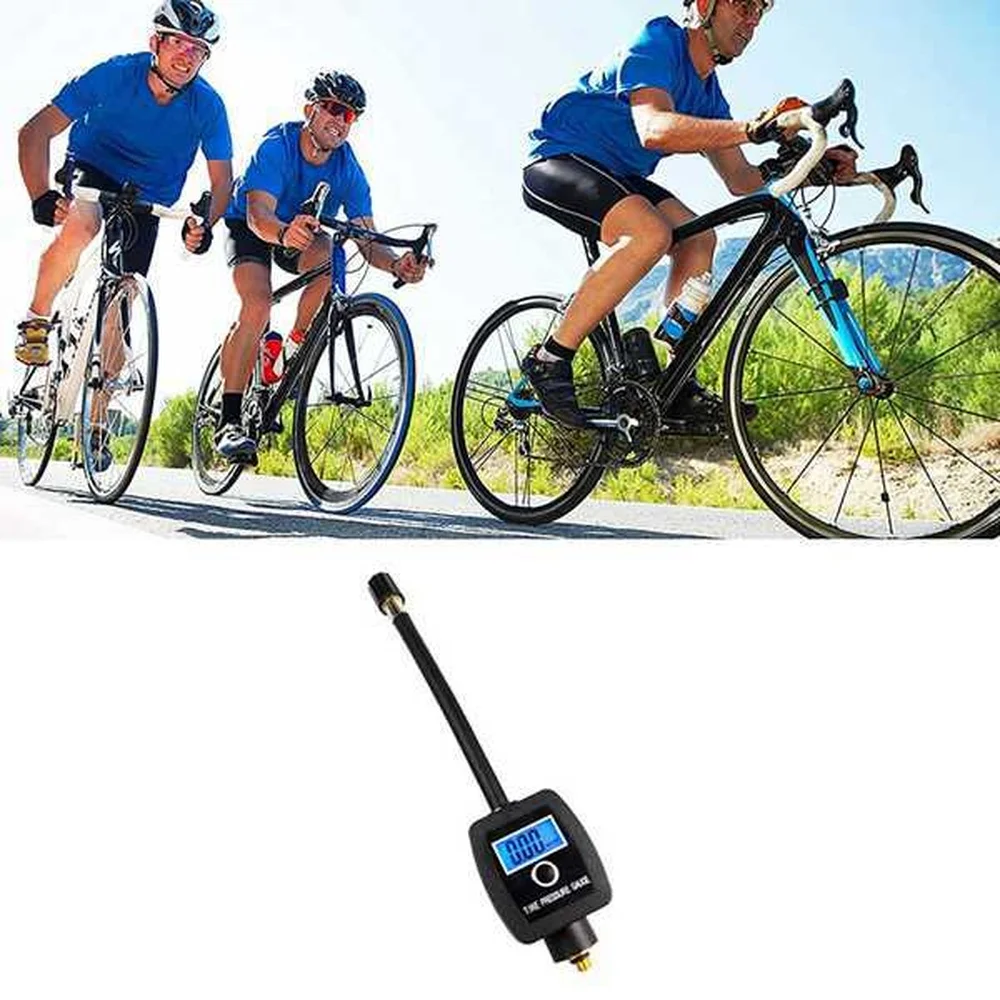 1Pcs Digital Tire Pressure Gauge Black Plastic Device For Bicycle Motorcycle Car Necessary Cycling Maintenance Equipment