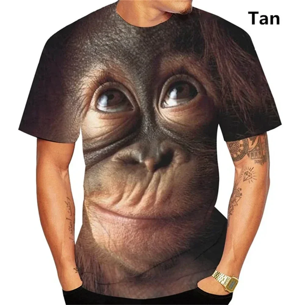 Lustiges T-Shirt mit Küssendem Affen-Motiv für Männer, 3D-Druck, Parodie-Gorilla, Schnelltrocknend, Atmungsaktiv, Unisex Kurzarm-Oberteil – Detail 3