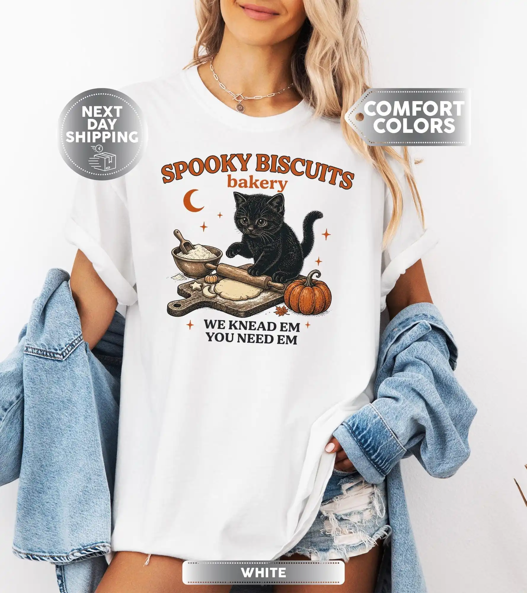 Kitty Biscuits Shirt, Spooky Season Tee, Black Cat Halloween Fall Tshirt, Vintage Baking Pumpkin T-Shirt, Cat Lover Gift