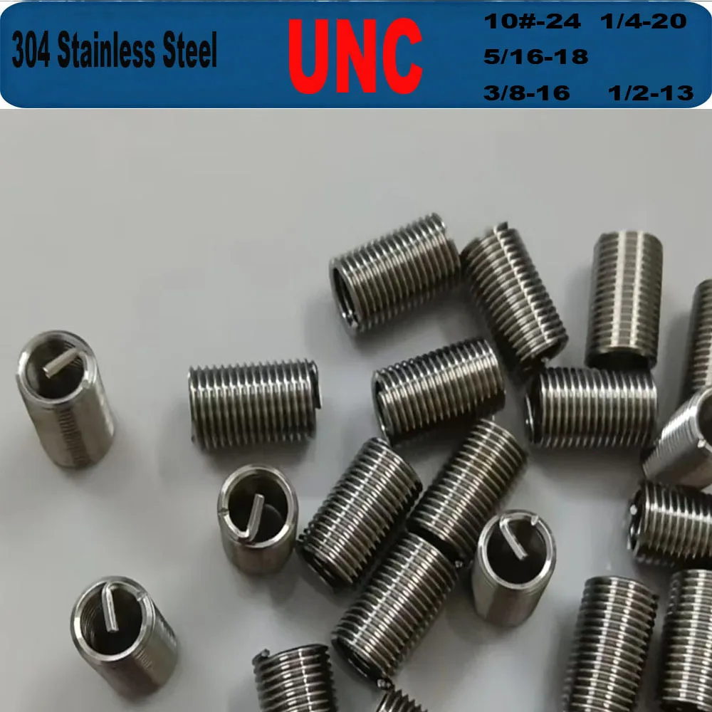 UNC Coarse Thread Helical Thread Insert 304SS 10#-24 to 1/2-13 Screw Hole Repair Threaded Sleeve