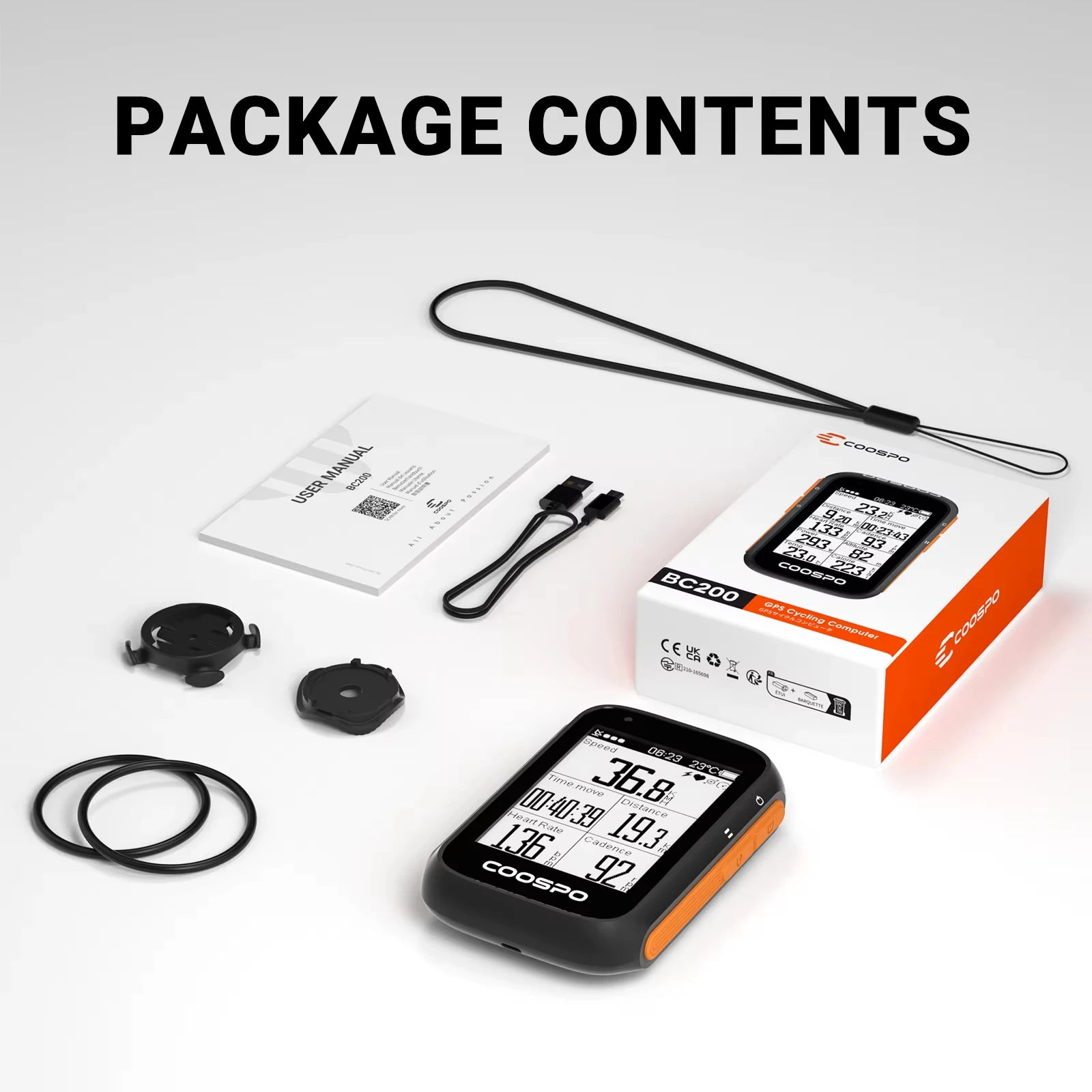 Coospo BC200 Bike Computer GPS 2.4inch ANT+Bluetooth5.0 Route Navigation Bicycle Speedometer Odometer Multi-Language Cycling