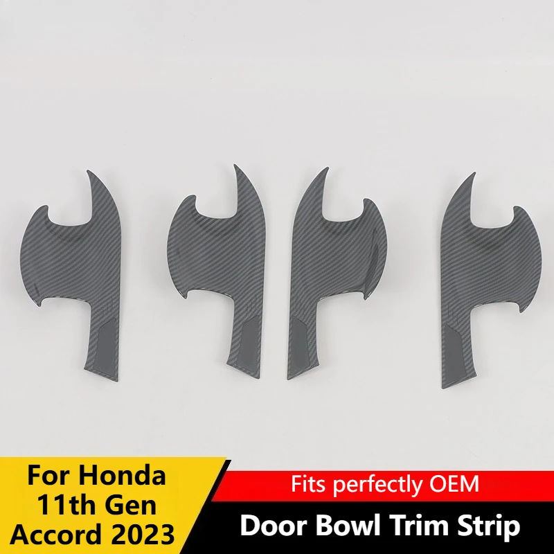 For Honda 11th Gen Accord 2023 Door Handle Bowl Surround Trim Bright Strip Inner Door Bowl Decorative Patch Styling Accessories