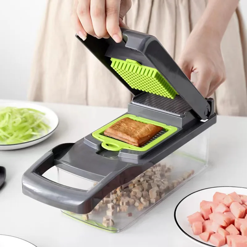 14/16 em 1 multifuncional vegetal chopper slicer cortador trituradores slicer com cesta alça comida grelha comida cebola chopper