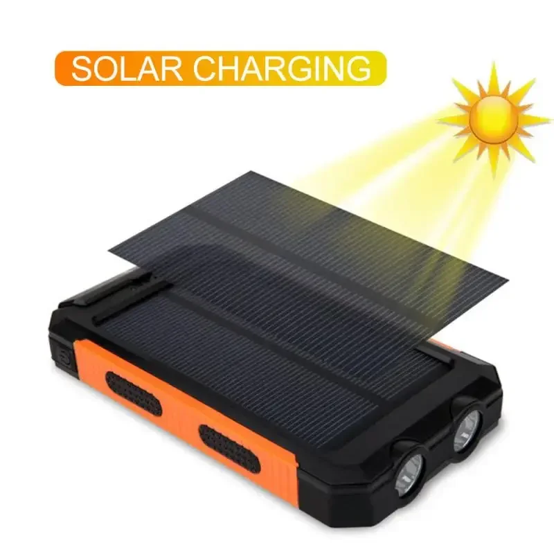 New 40000mAh External Battery Solar Power Bank Flashlight FAST Charging Portable Waterproof Powerbank For Smart Mobile Phone