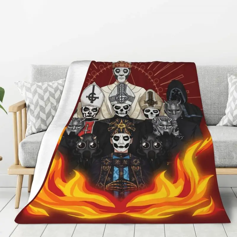 

Custom 3D Print Swedish Rock Band Ghost Blankets Comfortable Soft Flannel Autumn Throw Blanket for Sofa Office Bed