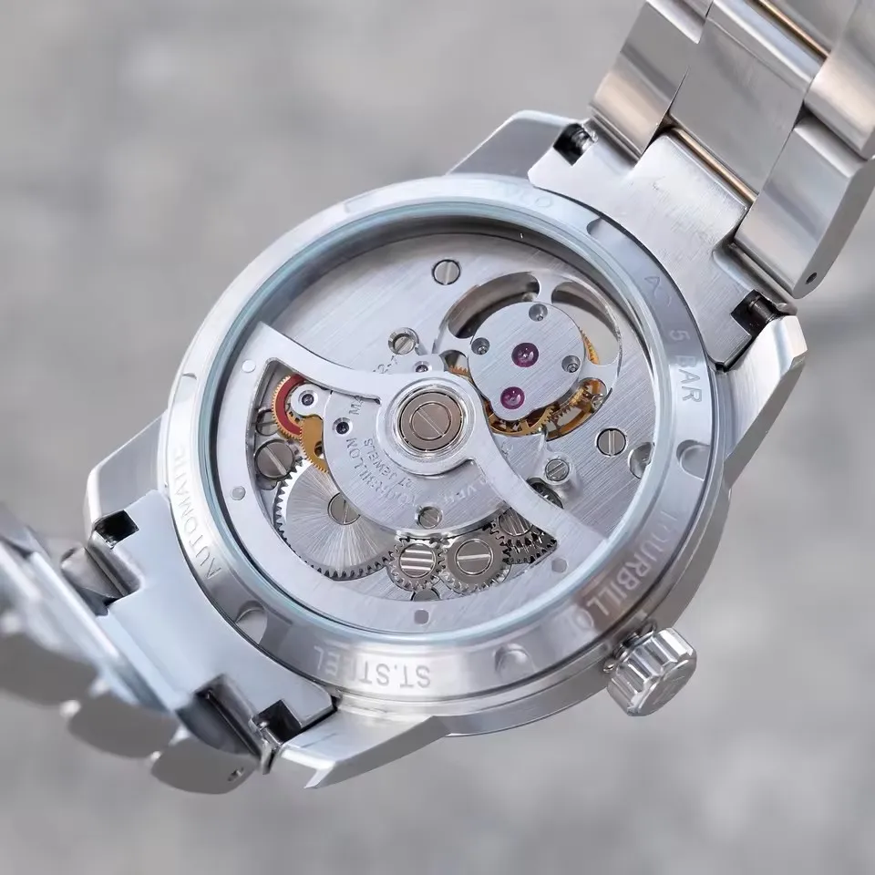 OBLVLO Men's Premium 316L Stainless Steel Tourbillon Automatic Watch Elegant Bracelet Transparent Mechanical Movement