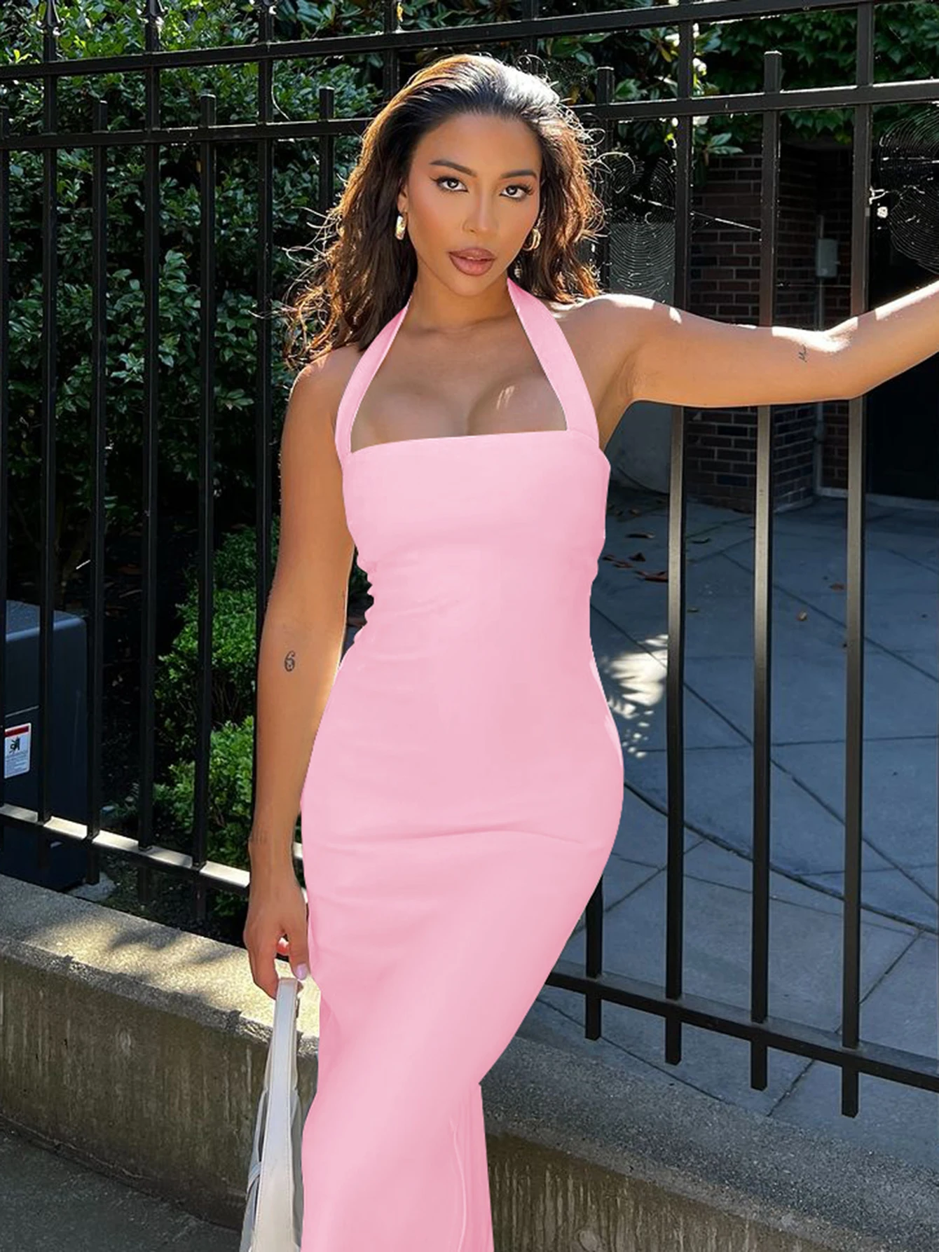 Hugcitar 2025 Elegant Halter Black Backless Sexy Bodycon Maxi Prom Dress  Summer Women Y2K Clothes Wedding Birthday Party - AliExpress 200000345