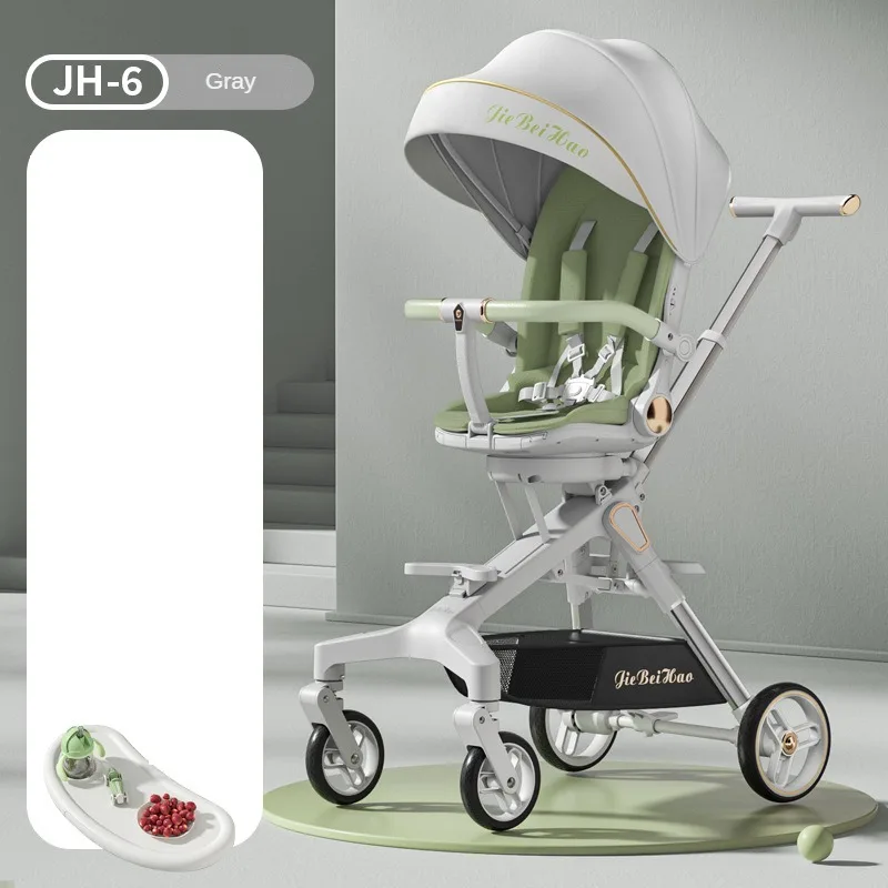 Warm house Faltbarer Hochlandschafts-Zweiwege wagen Multifunktion aler Kinderwagen Leichter Kinderwagen Verstellbare Schubstange 9