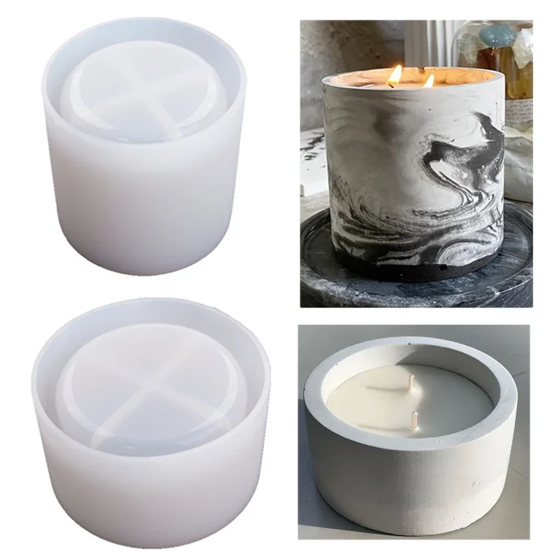 3 Sizes Round Cement Concrete Molds for Candle Cup Holder Silicone Mold DIY Handmade Flower Pot Clay Mould Wax Box Making Tool