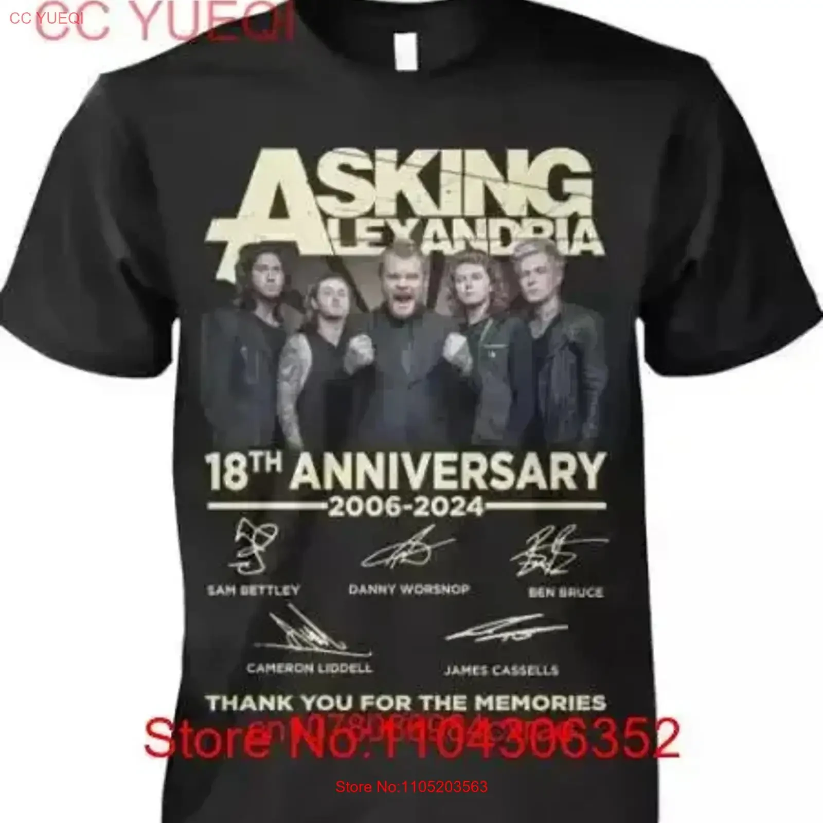 Asking Alexandria 18Th Anniversaryt T Shirt 2006 2024 Thank You For The Memories vintage Washed Soft Top For Everyday Wear