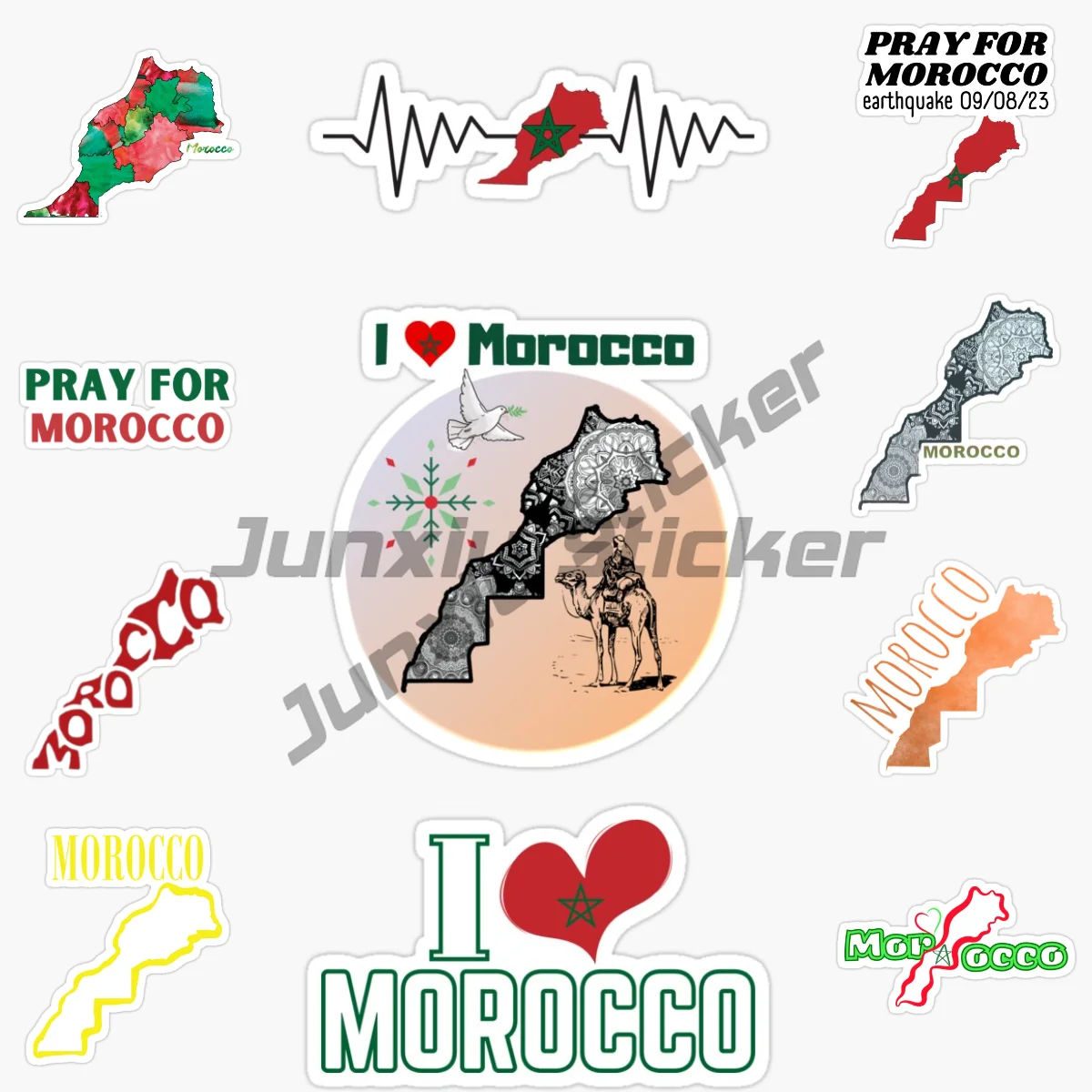 

Morocco Flag Map Emblem PVC Vinyl Self-adhesive Car Sticker Bicycle Wall Helmet Window Decal Accessories