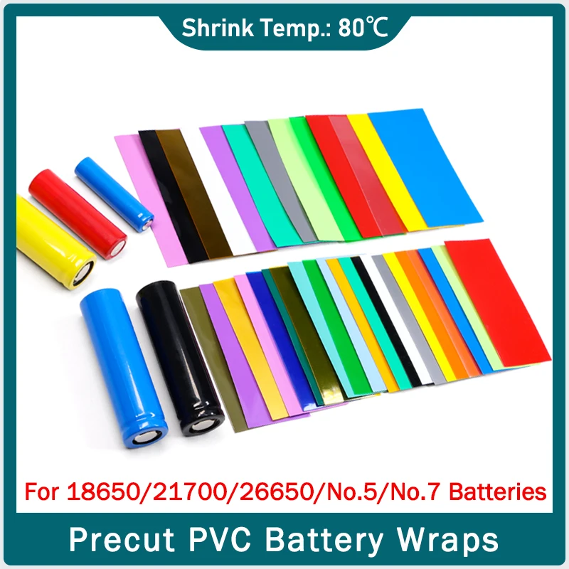 

Pre-cut PVC Heat Shrink Wrap 18650/21700/26650/No.5/No.7 Insulated Shrinkable Wrap Sleeve Heat-shrink Tubing Battery Film Case