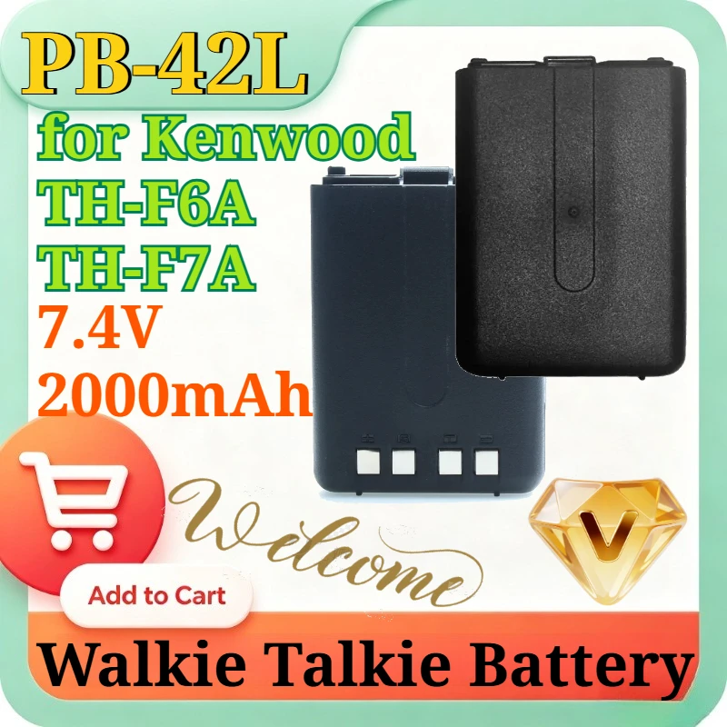 New PB-42L 7.4V 2000mAh Replacement Li-ion Battery for Kenwood TH-F6A TH-F7A Two Way Radio Walkie Talkie with/Without Contacts