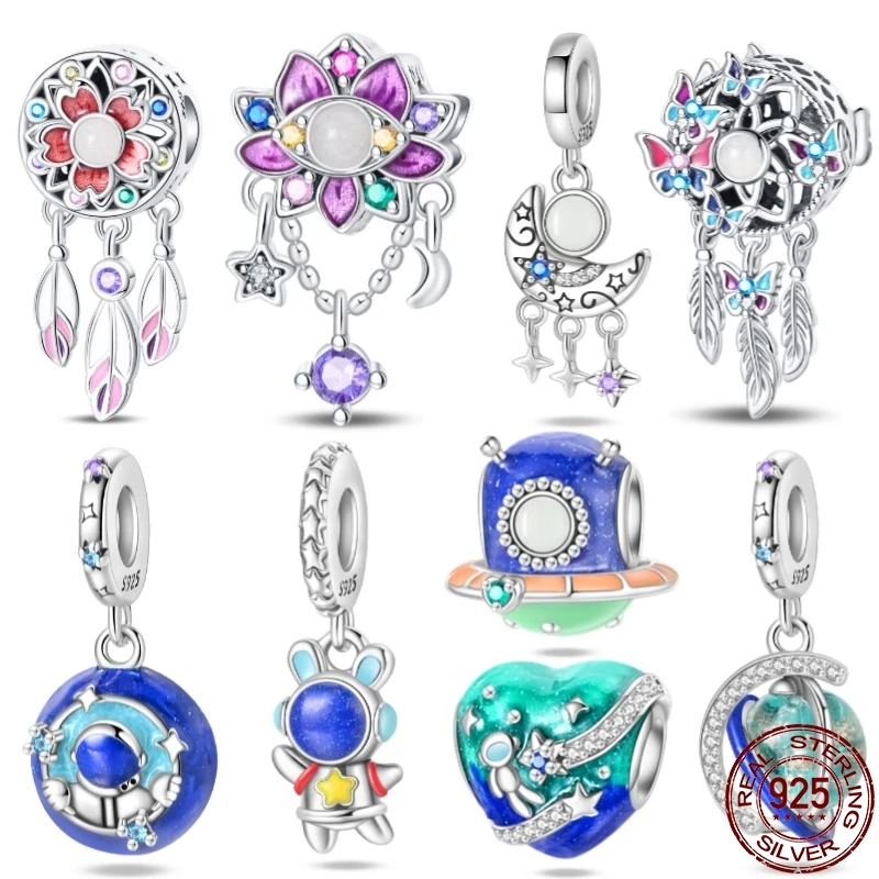 Fit Pan 925 Original Bracelet 100% S925 Sterling Silver Luminous Series Classical Pendant For Women Jewelry DIY Beads Gift