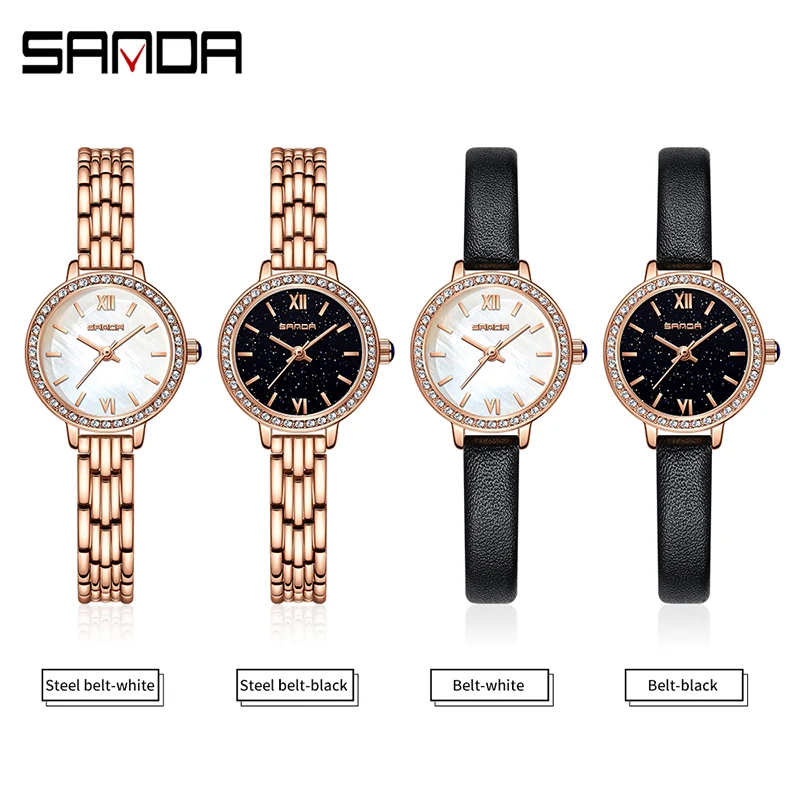 Sanda 1095 Nieuwe Mode Luxe Merk Waterdichte Horloges Stalen Armband Ontwerp Dames Polshorloge Elegant Dames Horloge Reloj Mujer