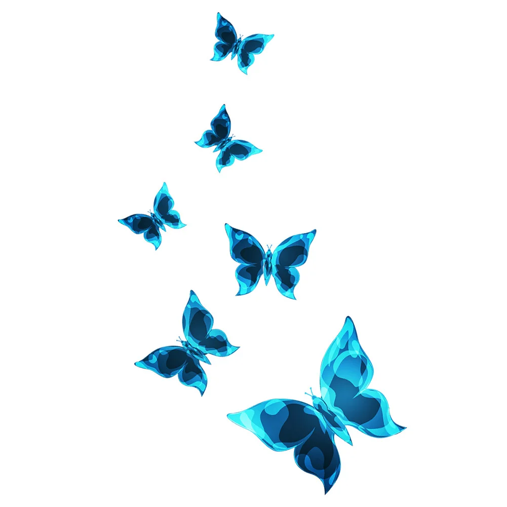 6Pcs/Lot Luminous Blue Butterfly Wall Stickers Home Room Decor For Wedding Decoration Fridge Decals Switch Panel Stickers