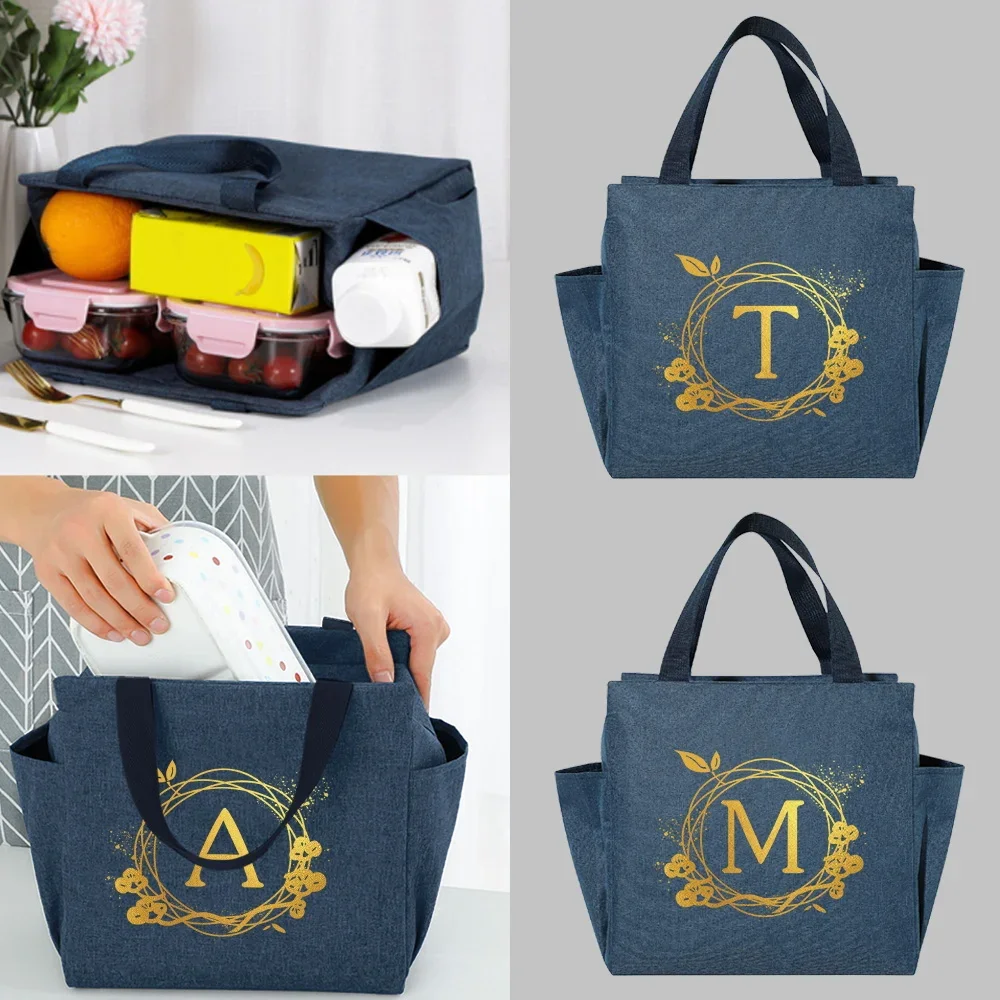 

Wreath Lunch Bag Insulated Cold Stripe Picnic Carry Case Thermal Portable Lunch Box Bento Pouch Lunch Container Food Storage Bag