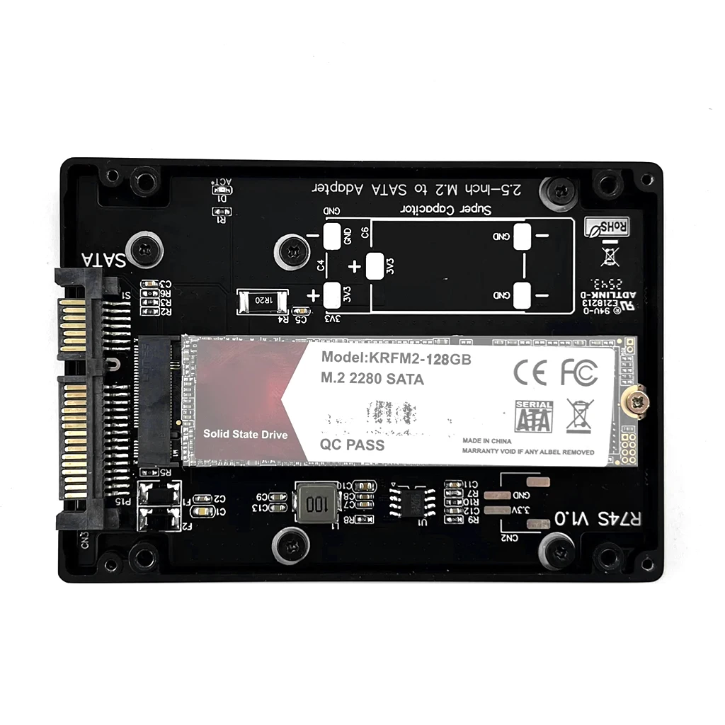 6Gbps R74S CNC Aluminum Alloy SSD Case M.2 (B&M Key) to SATA 3.0 (Serial ATA) Solid-state Enclosure SATA 3.0 M.2  Adapter Card