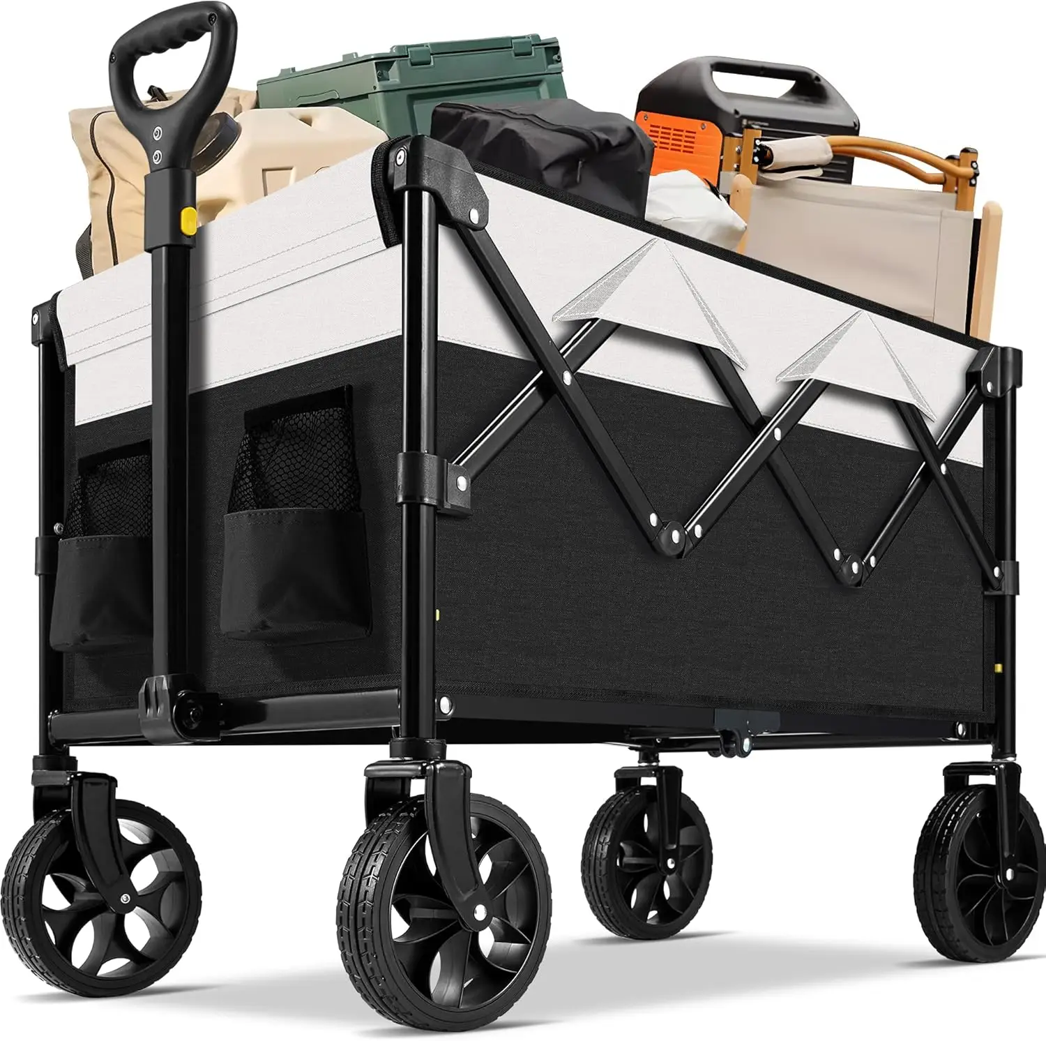 

Collapsible Folding Wagon,Large Utility Wagon Cart Foldable,Folding Wagon Cart with All Terrain Wheels,Heavy Duty Garden Cart