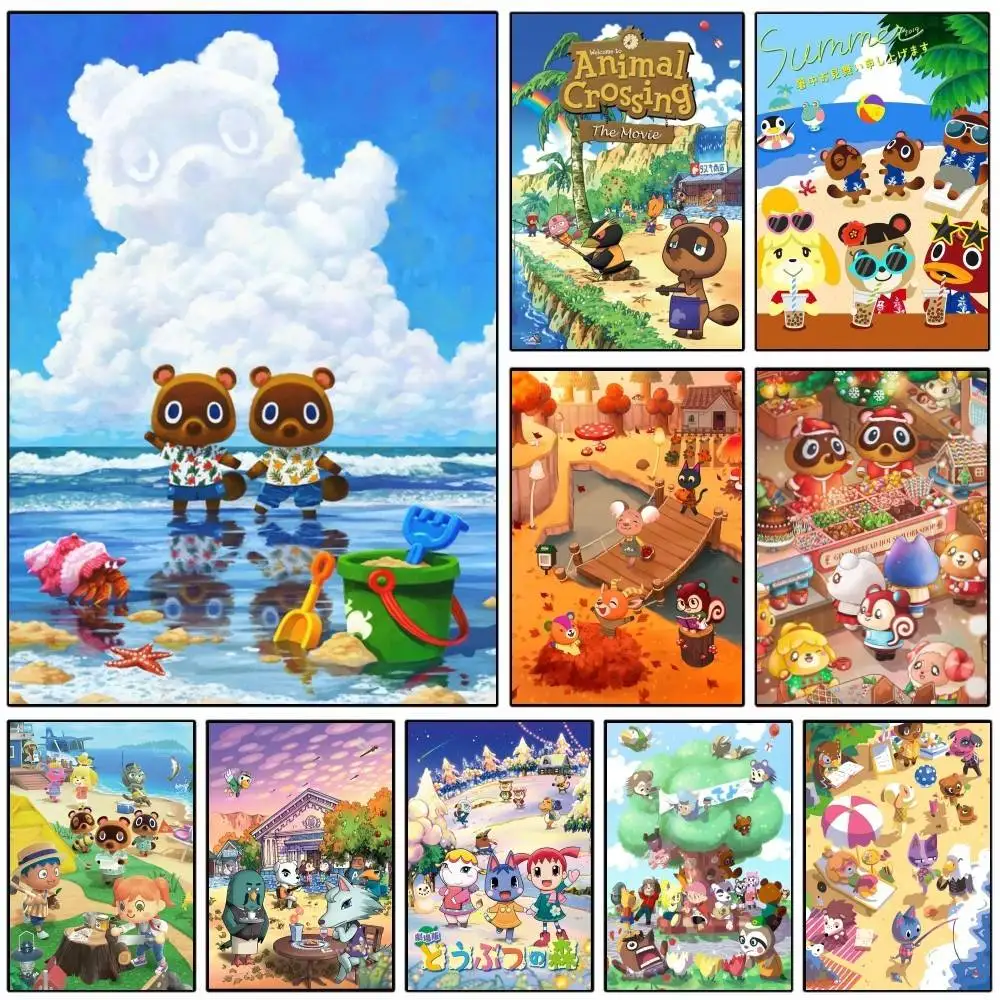 Cartoon Animal Crossing Posters HD Print Vintage Wall Art Decor for Home Study Room