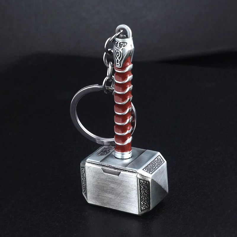 Disney Marvel Avengers Thor Hammer Metal Keychain Pendant Surrounding Accessories Anime Figure Decoration Toys Alloy Material