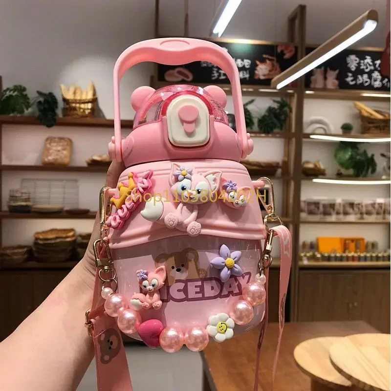 kawaii vacuum thermal water bottle 1 liter Isotherm flask drink Thermo Cup Hot cute waterbottle termos Child kid girl with straw