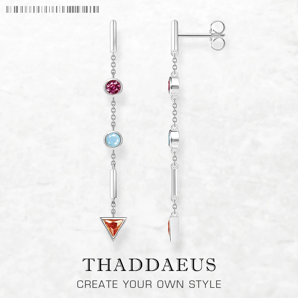 

Colorful Drop Earrings Geometric Europe Fine Jewelry For Women Summer Brand New Trendy Gift In Sterling Silver 925