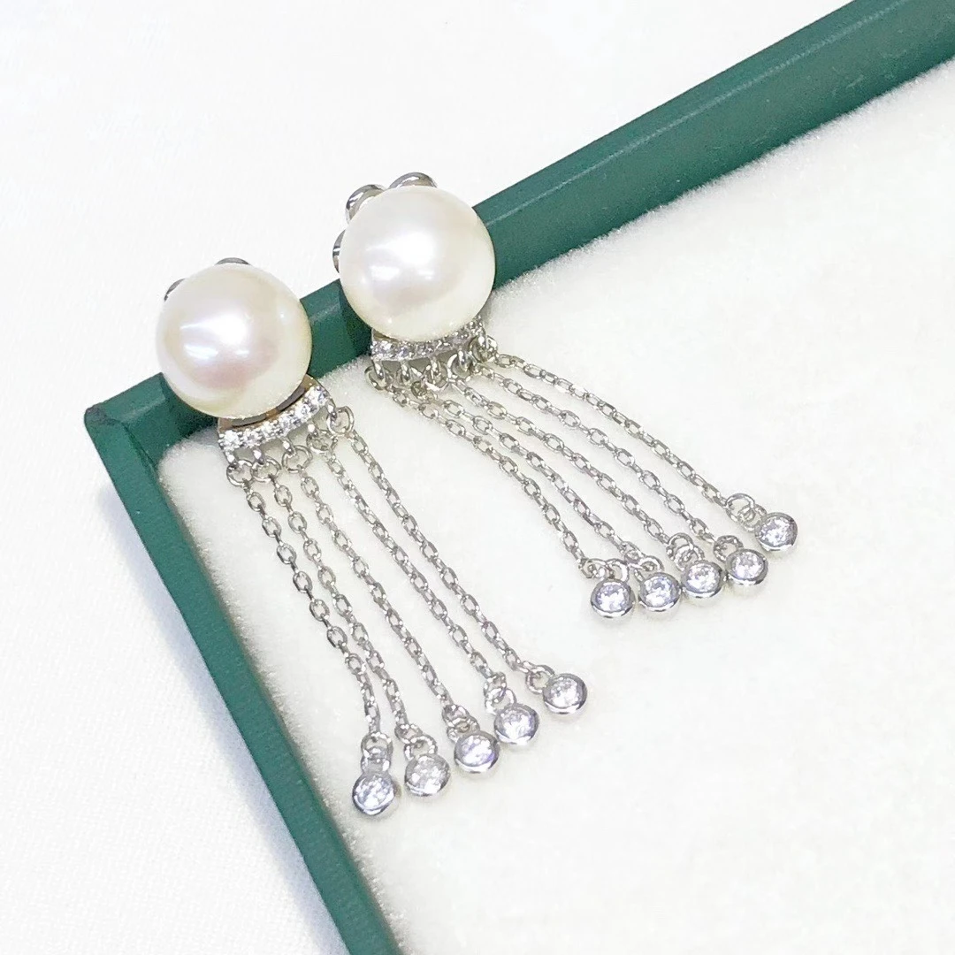 

Wholesale S925 Sterling Silver Earrings Mount Findings Settings Base Mounting Parts Accessory for 8-9mm Pearls 5 pairs/lot