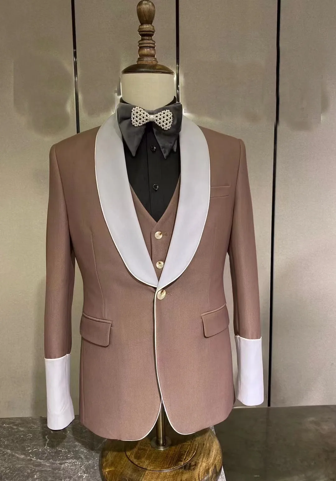 

Custom Only jacket Latest design luxury brown Formal wedding suits men groom prom suit men's party fashion Blazer only slim fit