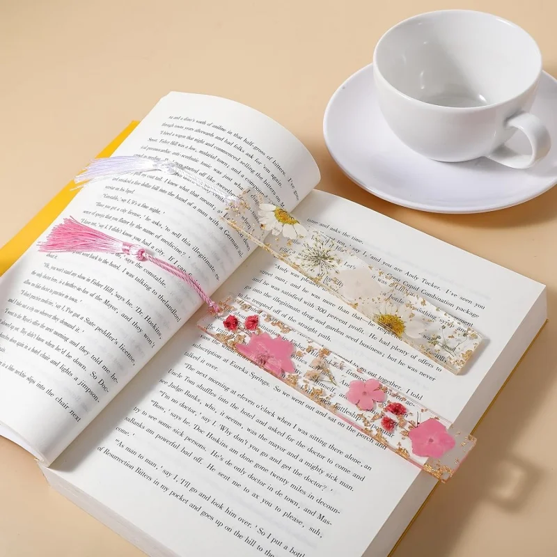 Bookmark Silicone Mold DIY Rectangle Handmade Dried Flower Bookmarks Transparent Resin Page Marker Book Decor Crafts Accessories
