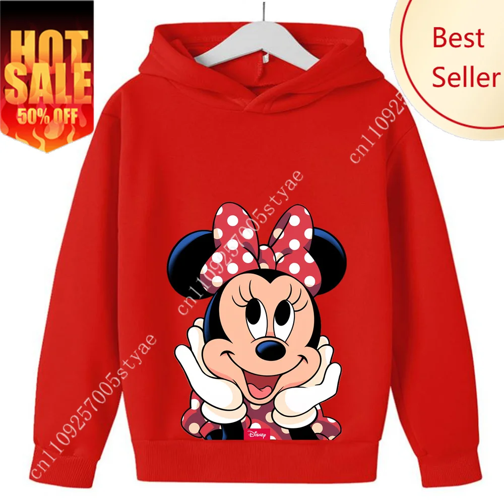 

New Mickey Mouse Hoodies Disney Minnie mouse Girls Sweatshirt Baby Man Clothes Tops Cute Spring Pullover Clothing
