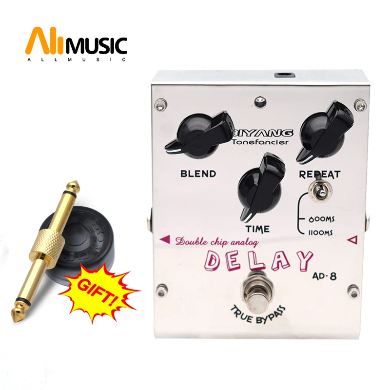 

Biyang ToneFancier Series Double Chip Analog Delay Effect Guitar Pedal AD-8 True Bypas with gold pedal Connector