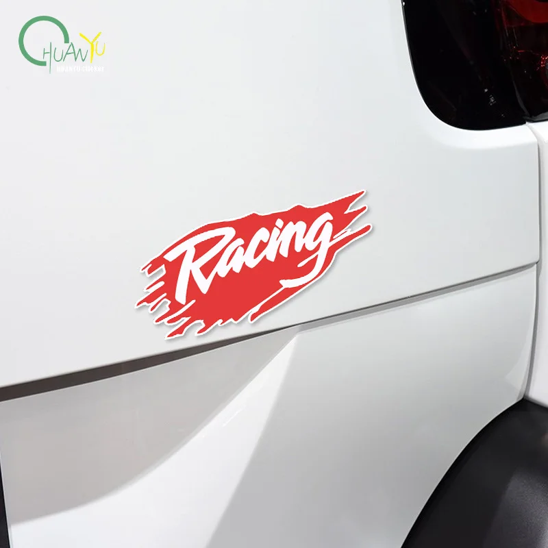 Racing Graffiti Sticker Set, Waterproof Vinyl Red Flame Style Decal with Cursive Font for Vehicle, Motorcycle, Helmet & Laptop