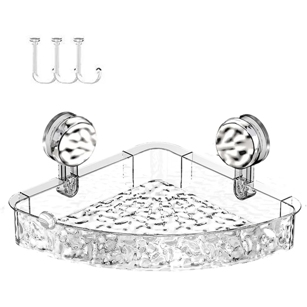 

Corrugated Suction Cup Storage Holder, Suction Cup Shower Caddy, No-Drill Bathroom Suction Storage Box
