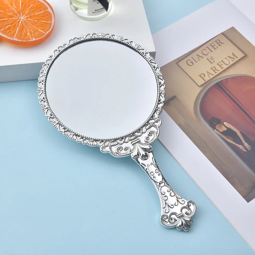 مرآة بمقبض نمط، مرآة تزيين محمولة خفيفة الوزن، مرآة محمولة عتيقة للاستخدام المحمول لسطح المكتب #2