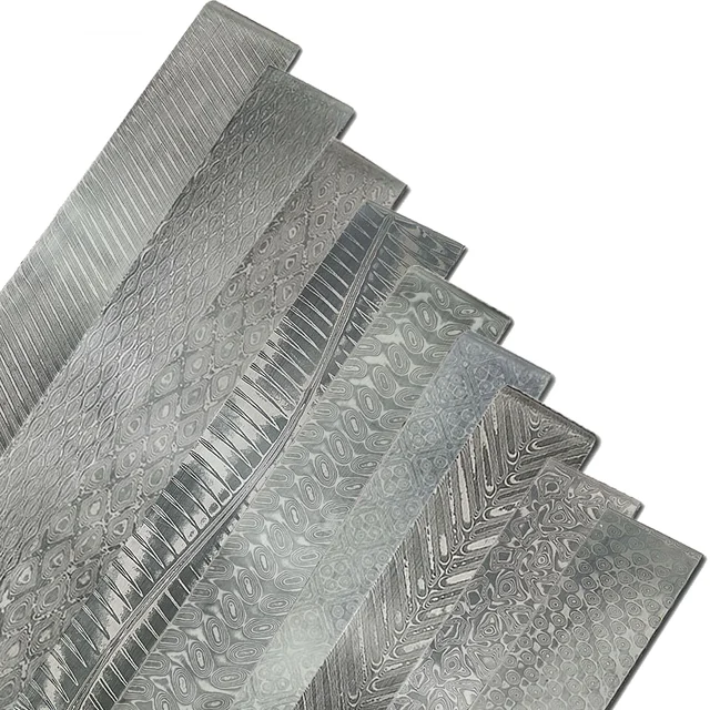 Dropshipping gospodarstwa domowego DIY Handmade Damascus Steel Balde puste Bar DIY nóż kęsy dokonywanie surowca poddane obróbce cieplnej 22x3x0.3CM
