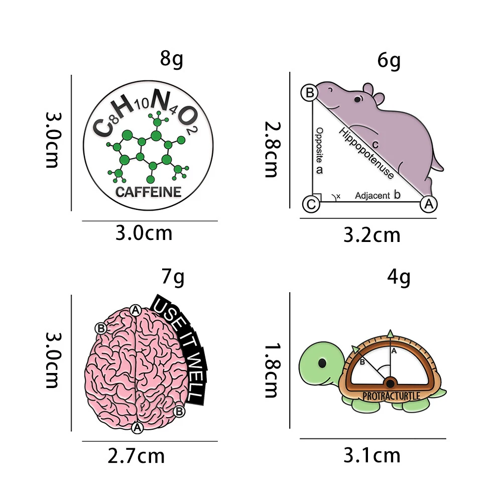 Chemiczne broszka emaliowana nauka równanie strzykawka kobieta nauka molekularna zlewka mózg żółw mysz odznaka przypinki na klapę biżuteria prezent