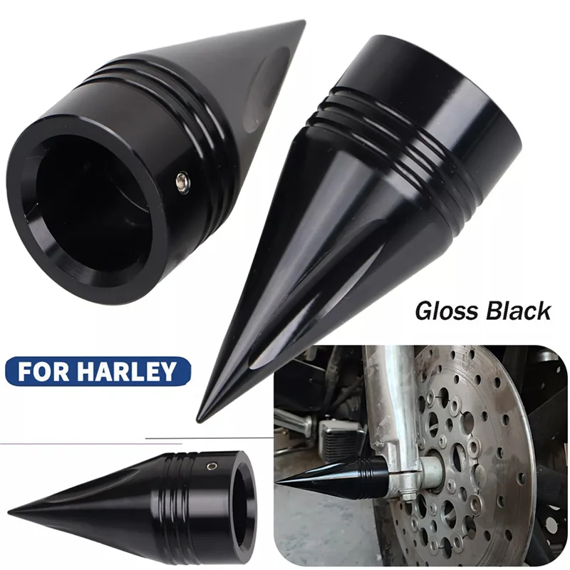 A21F-Front Axle Nut Covers Caps Black For  Dyna Electra Road King Glide