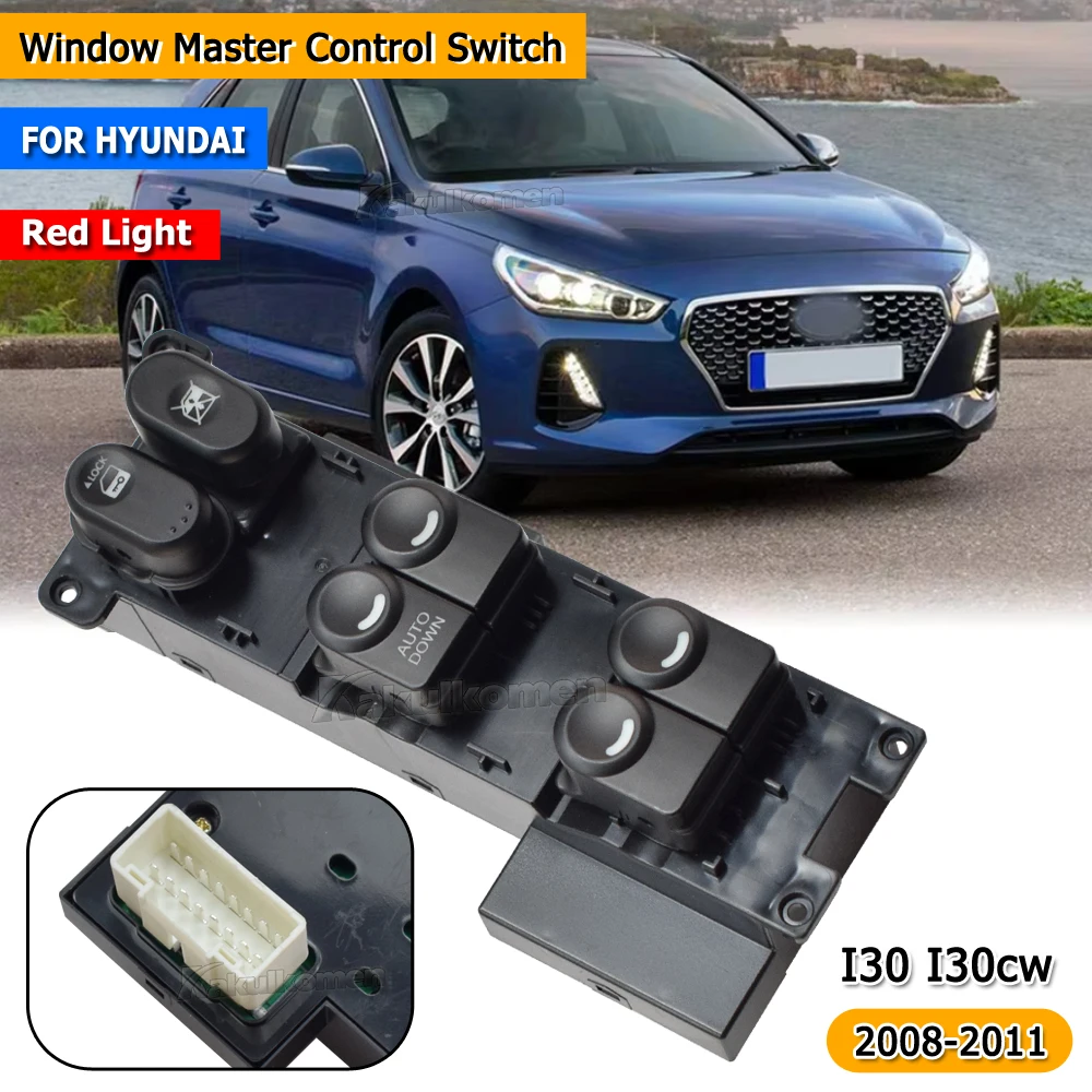 Car Front Left Window Control Switch Lifter Button Driver Side 93570-2L010 For Hyundai i30 I30cw 2008 2009 2010 2011 935702L010