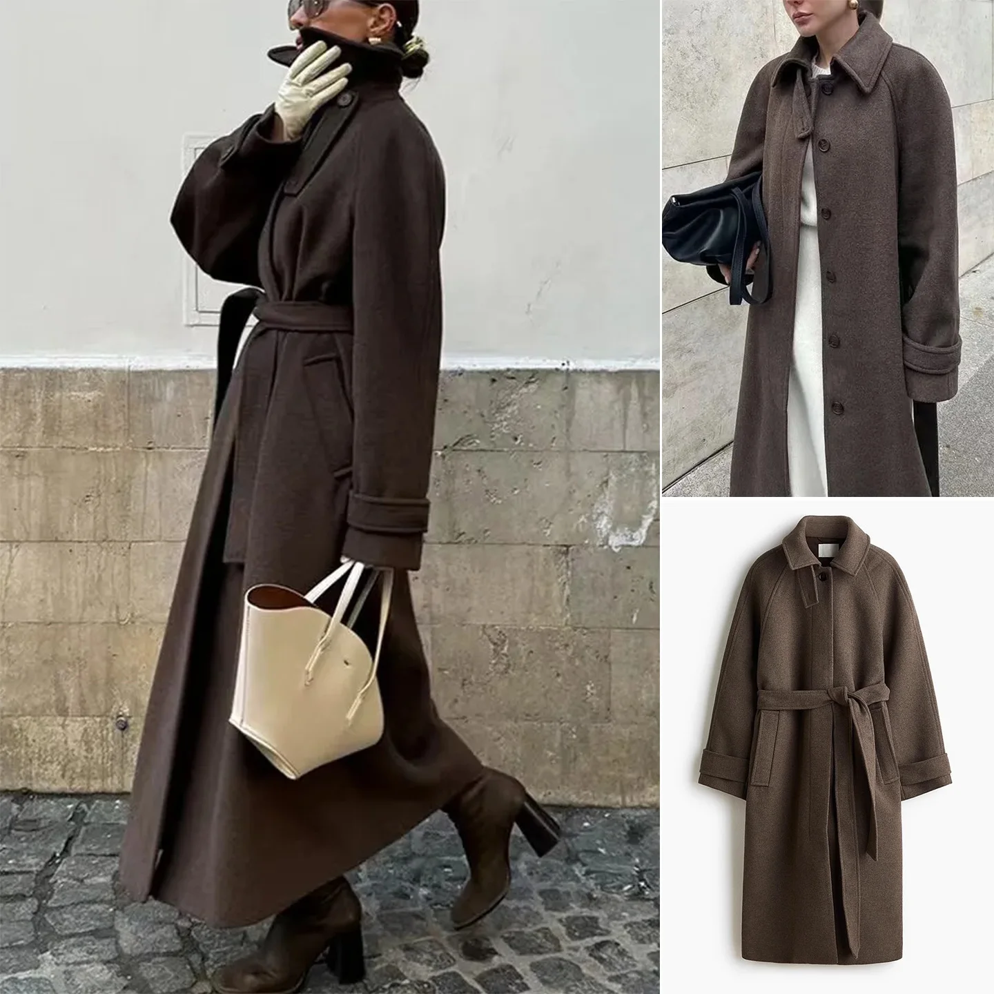 

Осенне-зимнее женское длинное пальто све, дизайнерское пальто с откидной крышкой и воротником на талии, верхняя одежда с поясом, полиэфирное волокно 00%