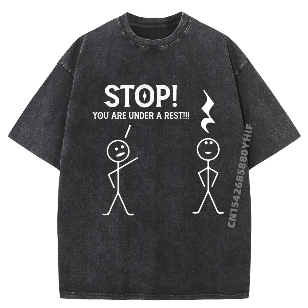 

Stop You Are Under A Rest Funny Musician Music Teacher Funny Shirts Mens Funny Washed Shirt Men Classic