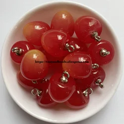(1 Lot = 10pcs )Cherry Shape Orange Red Acrylic Small Pendant Charm Beads Size 15x20mm For Jewelry Making DIY