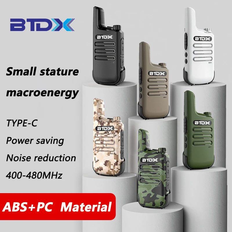 BTDX F1 2pcs Mini Walkie Talkie Kids Portable Ham Radio Comunicador UHF 400-480MHz Dual Band Two-way Radio HF Transceiver