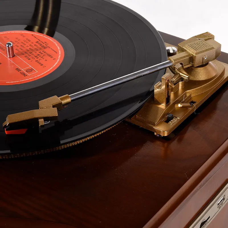 Multifunctional Wooden Antique Vintage Vinyl Record CD MP3 Player W/built in AM/FM Radio and Speakers Gramophone Player