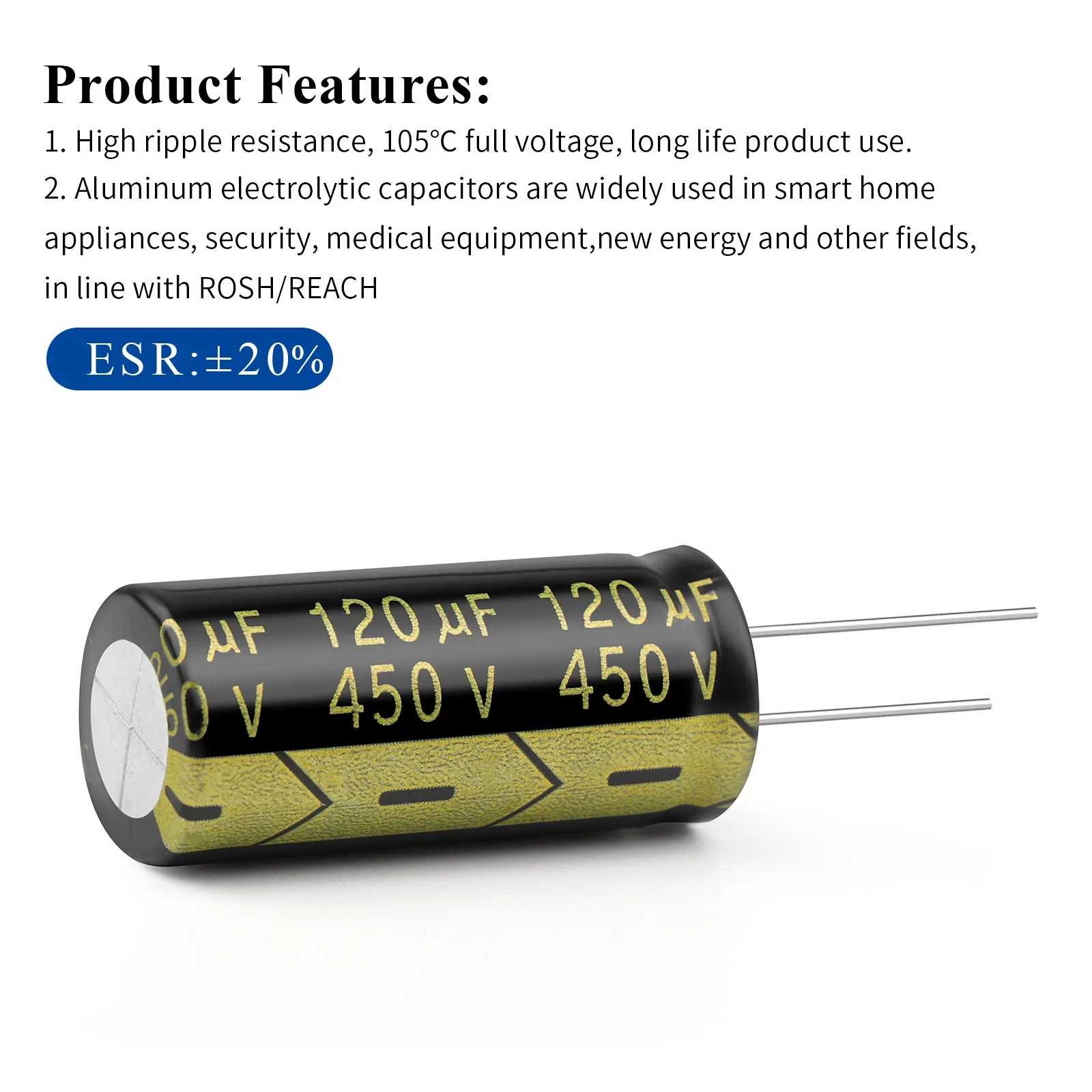 10Pcs 35V10000UF Aluminum Electrolytic Capacitor High Frequency Low ESR ±10% 2000Hours 105℃ DIY Electric Capacitors 22x40mm