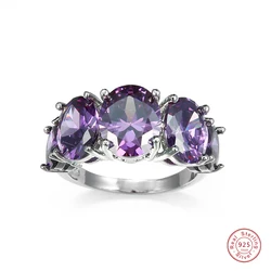Classic Female Green/Purple 5A Zircon Stone Ring 925 Sterling Silver Promise Love Engagement Rings For Women