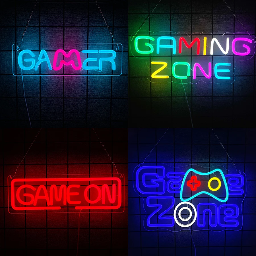 

Неоновая светодиодная вывеска Game Zone, игровые неоновые огни с питанием от USB для игровой комнаты, игровой зоны, декора стен спальни, подарки для геймера