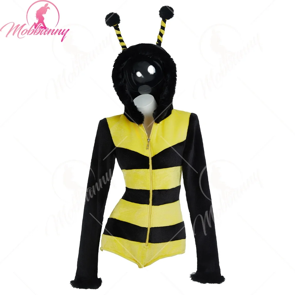 

Mobbunny Women's Bee Cosplay Costume Fluffy Romper Fuzzy Onesie Pajama Jumpsuit Halloween Party Costume