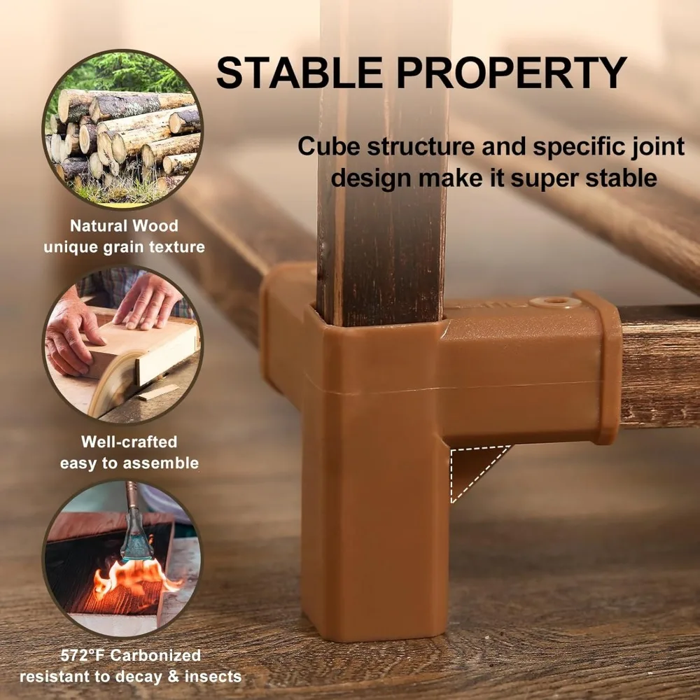 حامل نباتات خشبي مكون من 8 طبقات مع ضوء نمو LED كامل الطيف ومؤقت وتحكم في السطوع للنباتات الداخلية #6