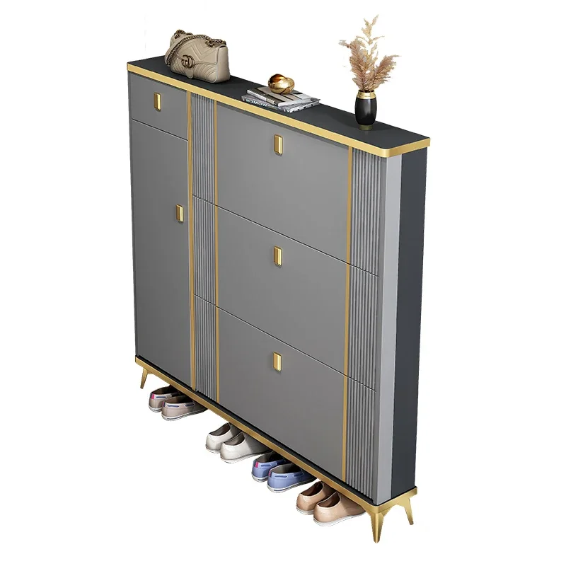 Luxury Ultra-thin Tipper Shoe Cabinet Storage Entrance Cabinet Simple Modern Storage Shoe Rack Zapateros Home Furniture